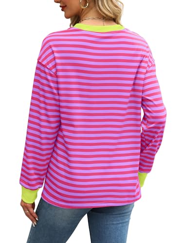 Womens Tunic Tops Long Sleeve Striped Shirts Crewneck Tops