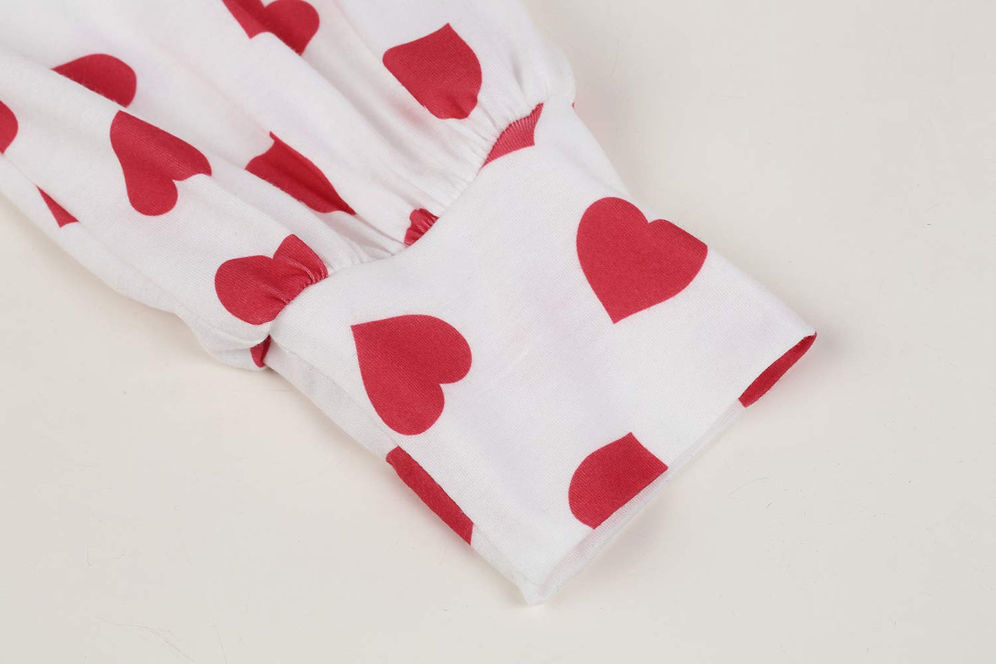 Womens Long Sleeve Heart Prints Blouse Crew Neck Valentines Tshirt Sweatshirt