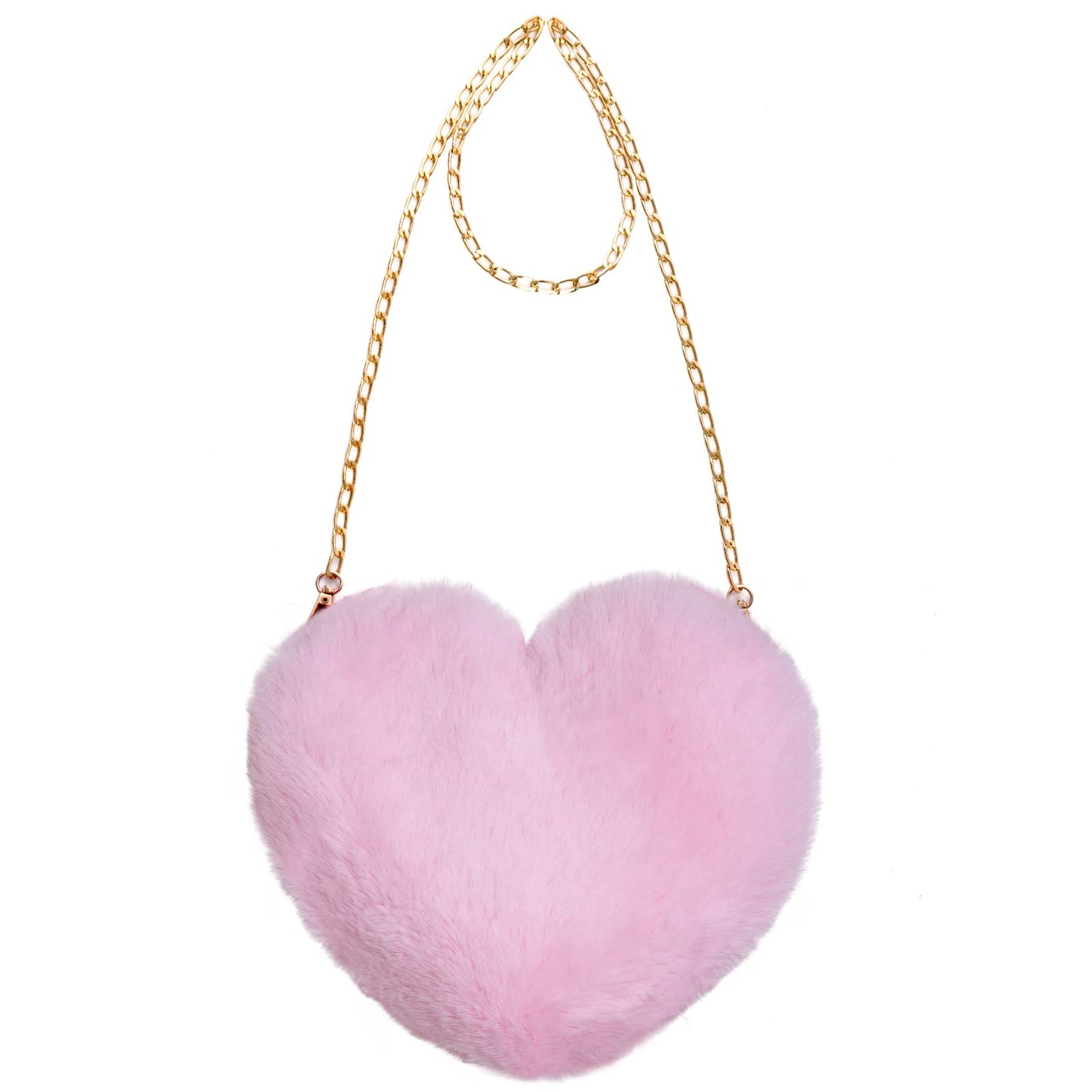 Heart Shaped Faux Fur Purse Fluffy Crossbody Bag Chain Shoulder Bag Cute Clutch Halloween Valentine Women Girls
