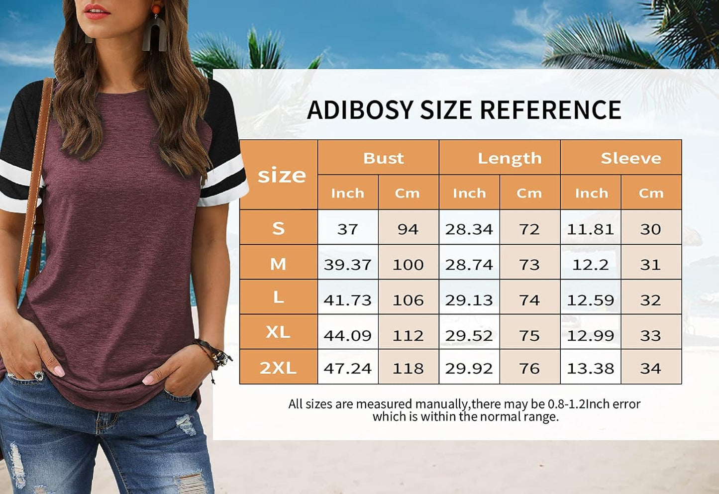 Women Summer Casual Shirts: Short Sleeve Striped Tunic Tops - Womens Crew Neck Tee Tshirt Blouses