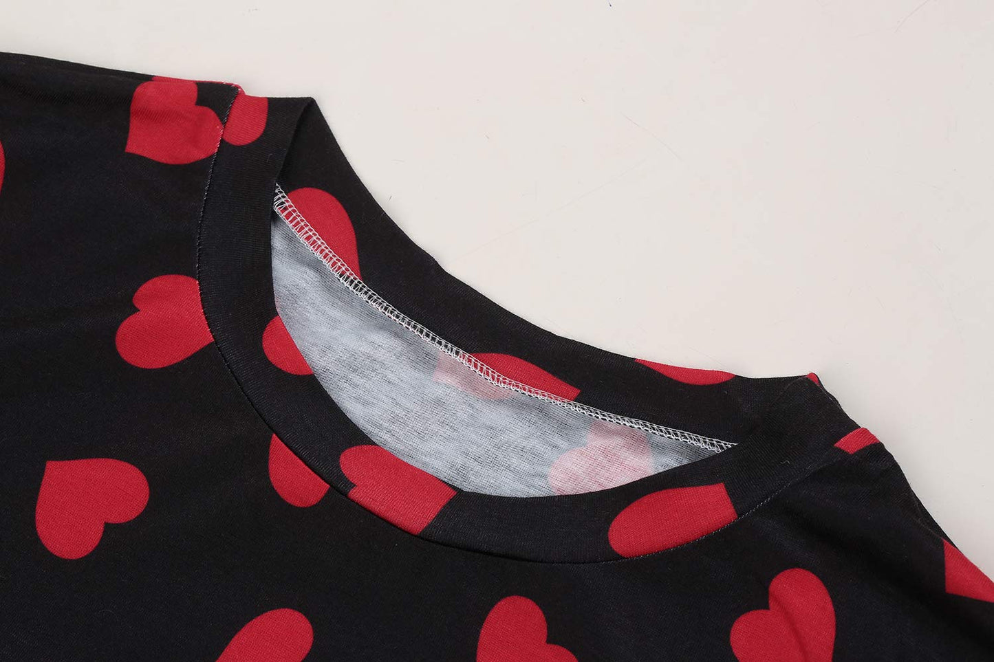 Womens Long Sleeve Heart Prints Blouse Crew Neck Valentines Tshirt Sweatshirt
