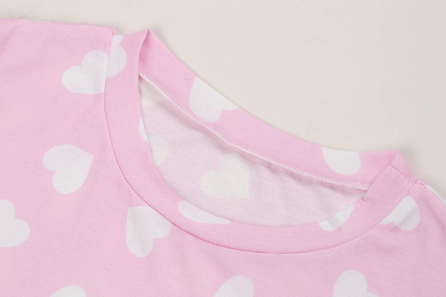 Womens Long Sleeve Heart Prints Blouse Crew Neck Valentines Tshirt Sweatshirt