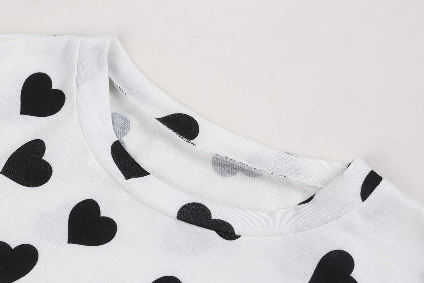 Womens Long Sleeve Heart Prints Blouse Crew Neck Valentines Tshirt Sweatshirt
