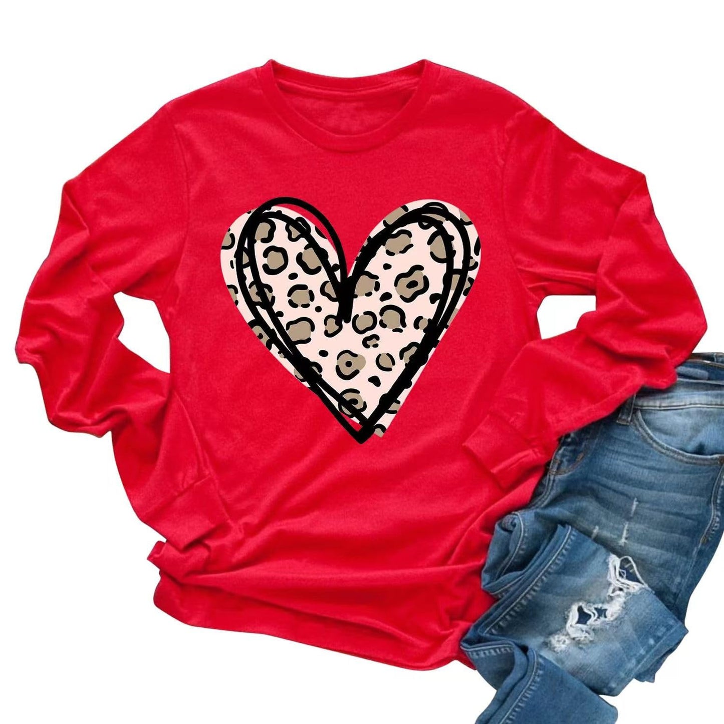 Womens Love Heart Raglans T-Shirts Casual Long Sleeve Valentine's Day Graphic Tees Tops