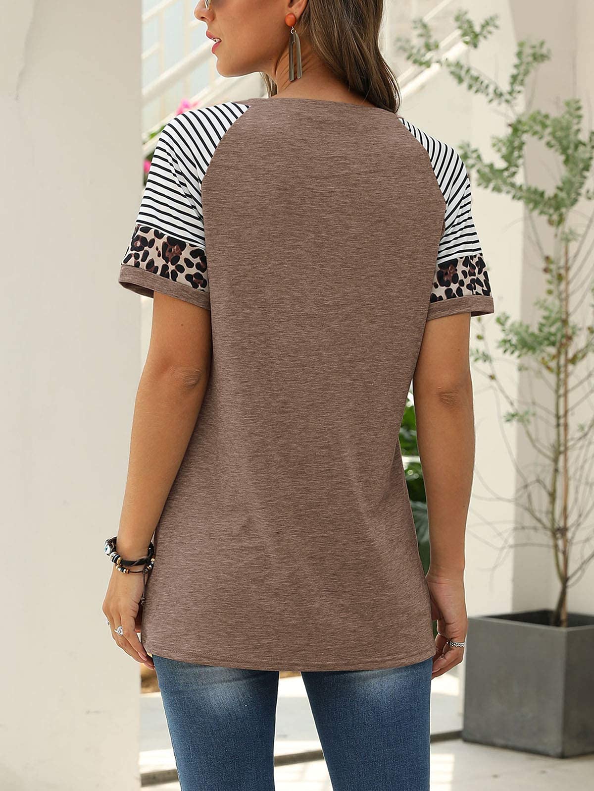 Women Summer Casual Shirts: Short Sleeve Striped Tunic Tops - Womens Crew Neck Tee Tshirt Blouses