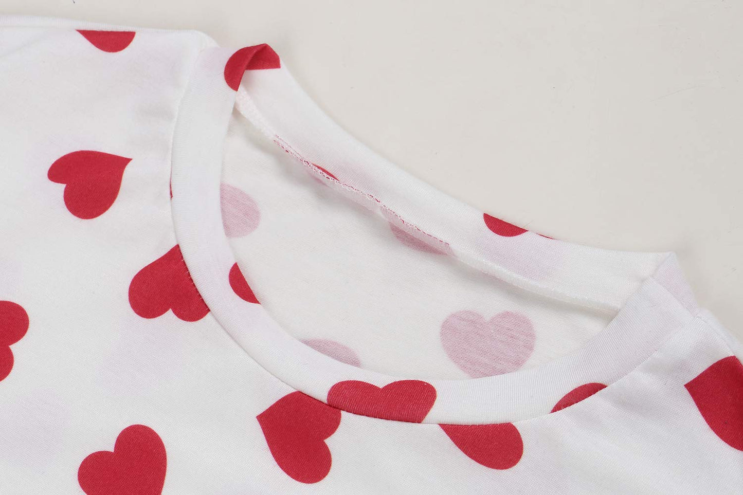 Womens Long Sleeve Heart Prints Blouse Crew Neck Valentines Tshirt Sweatshirt