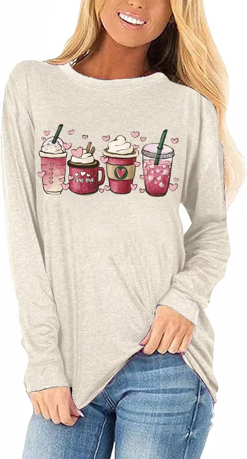 Womens Love Heart Raglans T-Shirts Casual Long Sleeve Valentine's Day Graphic Tees Tops