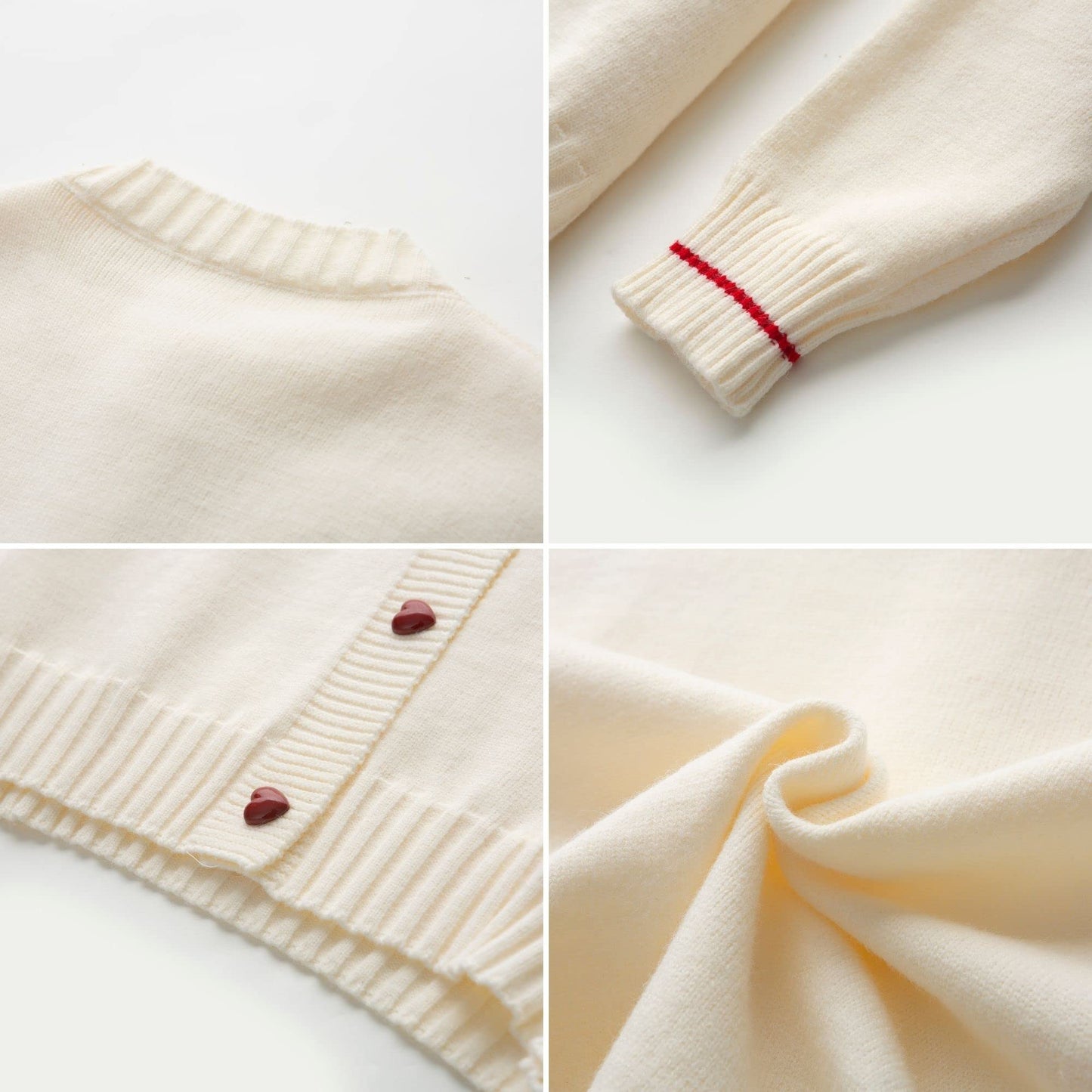 FindThy Women's Cute Cardigan Sweater Kawaii Love Heart Print Y2K Button Knitted Outerwear