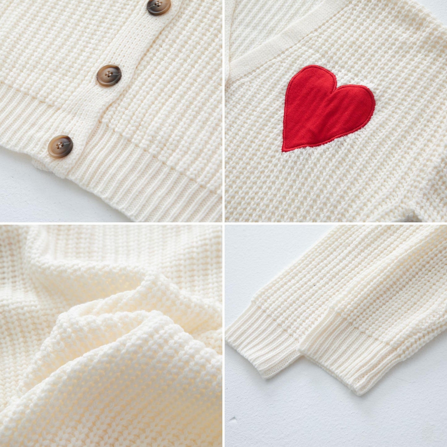 FindThy Women's Cute Cardigan Sweater Kawaii Love Heart Print Y2K Button Knitted Outerwear
