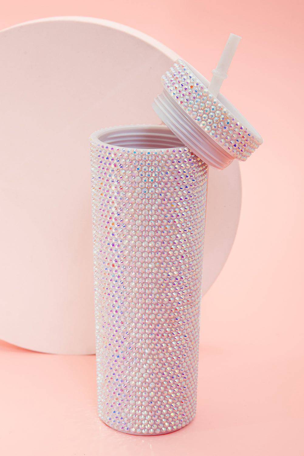 Silver Full Rhinestone Straw Cup