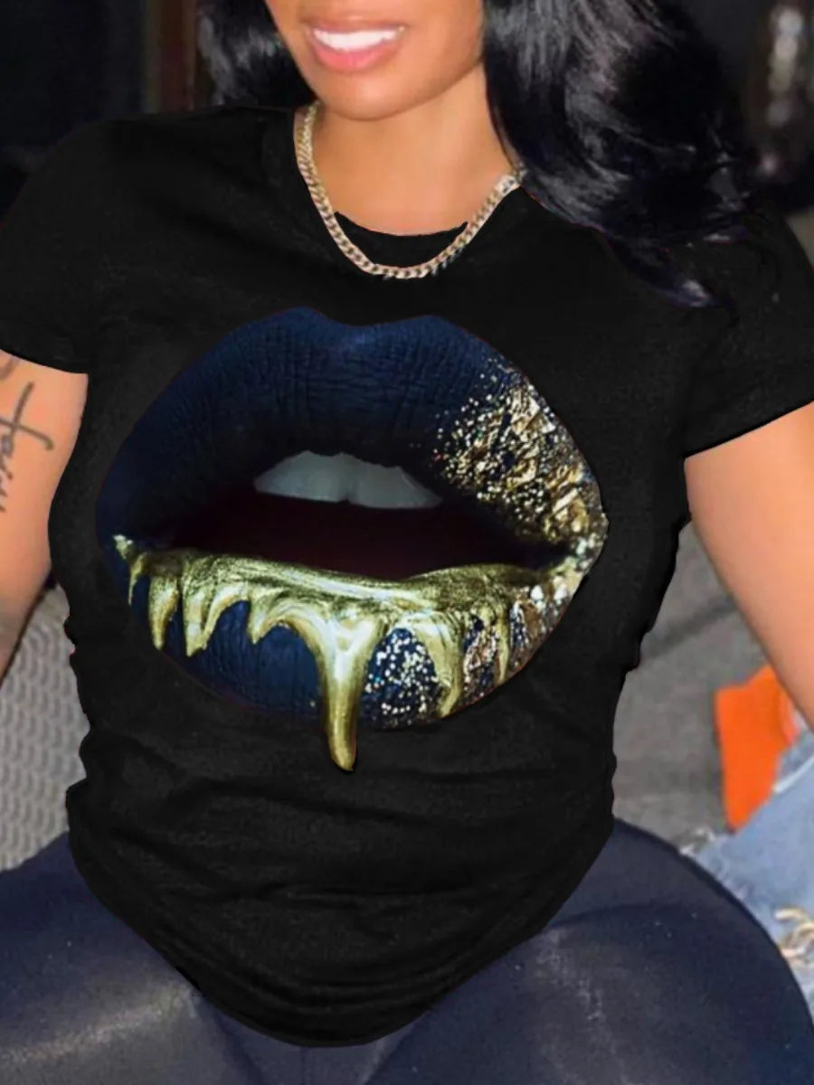 Plus Size Rhinestone Decor T-Shirt: Casual Summer Top
