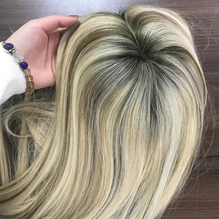 Mono Base Hair Toppers for Women Silk Straight Virgin European Human Hair Topper