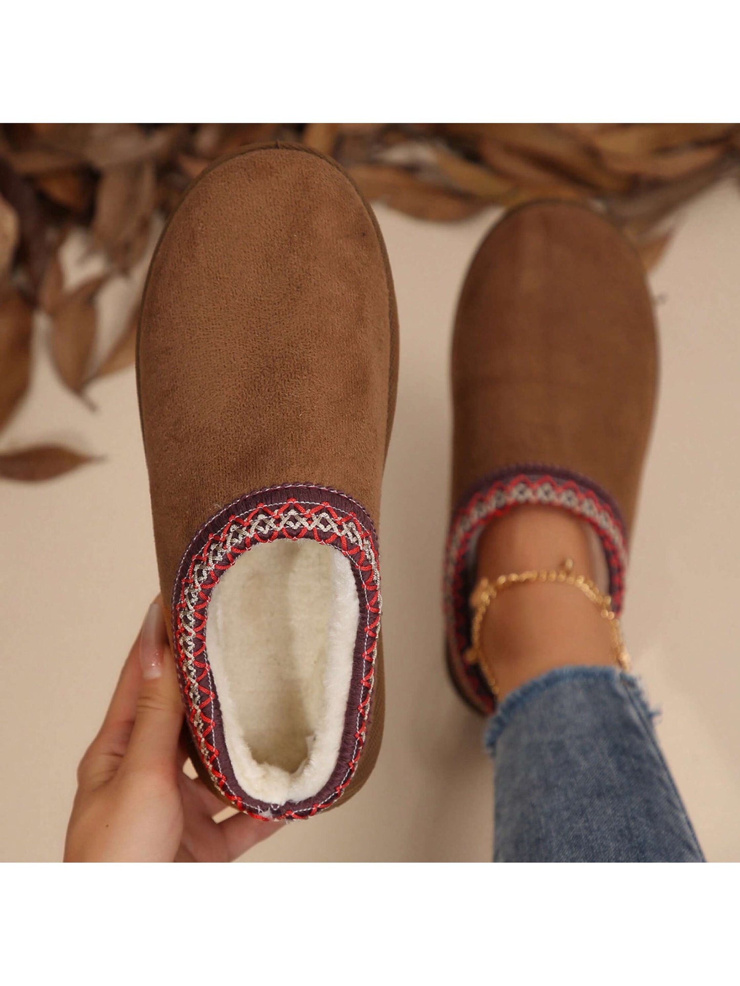 Women's Fur Lined Sandals And Platform Snow Boots - Warm And Durable Shoes For Outdoor Non Slip Comfort, Thickened Flat Soles With Winter Slippers