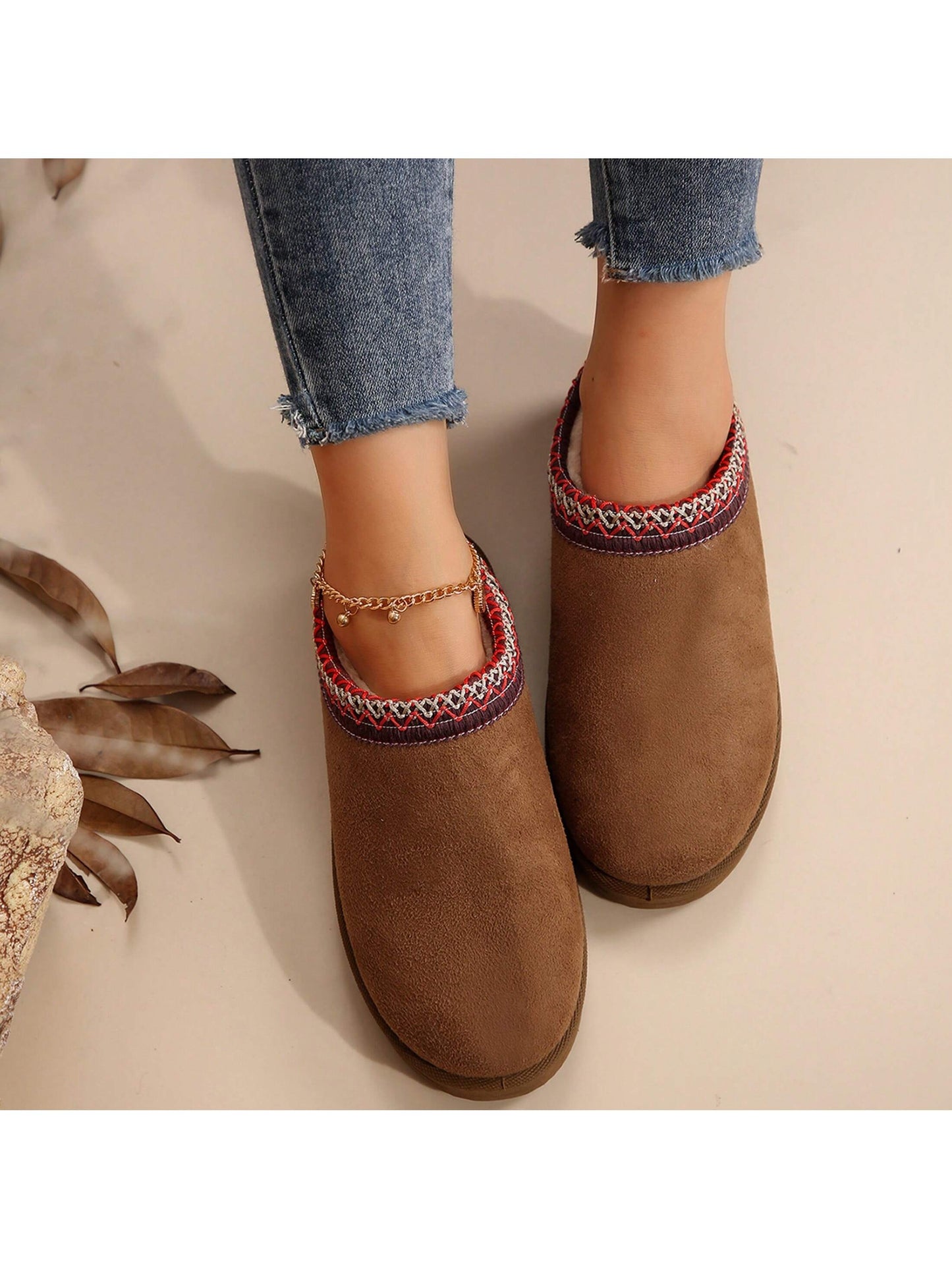 Women's Fur Lined Sandals And Platform Snow Boots - Warm And Durable Shoes For Outdoor Non Slip Comfort, Thickened Flat Soles With Winter Slippers