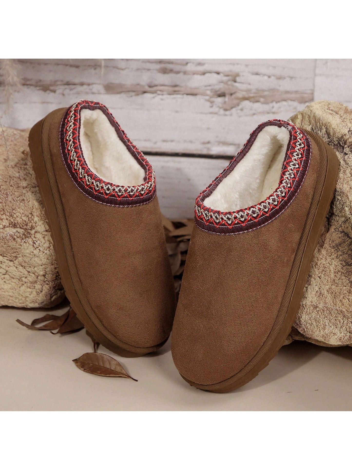 Women's Fur Lined Sandals And Platform Snow Boots - Warm And Durable Shoes For Outdoor Non Slip Comfort, Thickened Flat Soles With Winter Slippers