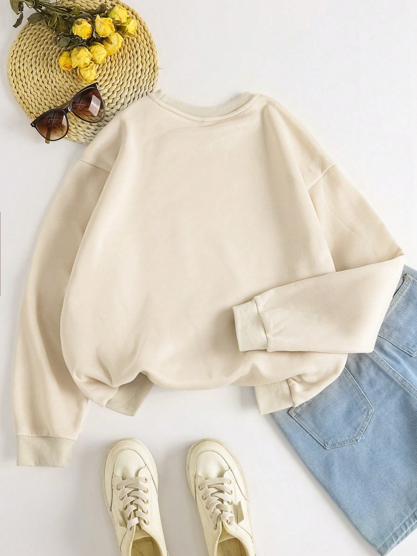 Women's Valentine's Day Love Casual Crew Neck Beige Sweatshirt