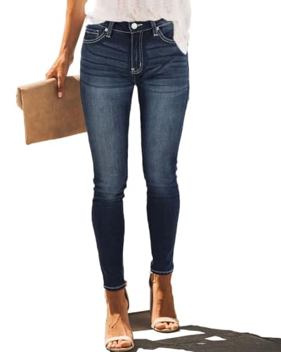 Women's High Rise Skinny Stretch Ripped Jeans High Waisted Destroyed Denim Pants