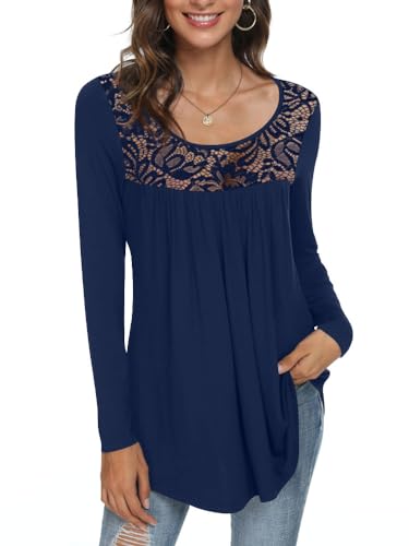 Womens Long Sleeve Loose Fit Tunic Tops Casual Ruffle T Shirt Blouses for Leggings