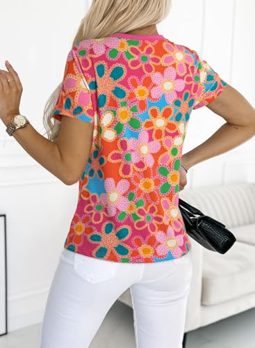 Womens Casual Polka Dot Tops Crewneck Short Sleeve T Shirts Fashion 2024 Spring Summer Loose Fit Shirts