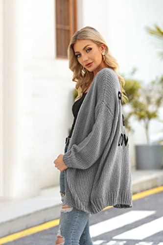 PRETTYGARDEN Women's Long Sleeve Open Front Knit Cardigans Sweaters Soft Loose Draped Coat Outerwear