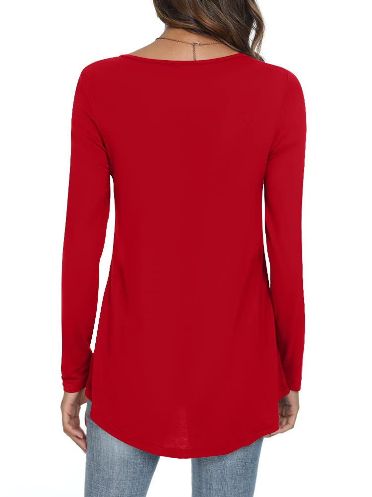 Womens Long Sleeve Loose Fit Tunic Tops Casual Ruffle T Shirt Blouses for Leggings
