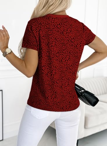 Womens Casual Polka Dot Tops Crewneck Short Sleeve T Shirts Fashion 2024 Spring Summer Loose Fit Shirts