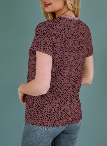 Womens Casual Polka Dot Tops Crewneck Short Sleeve T Shirts Fashion 2024 Spring Summer Loose Fit Shirts