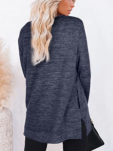 Womens Casual Sweatshirts Long Sleeve Shirts Oversized With Pocket Tunic Tops