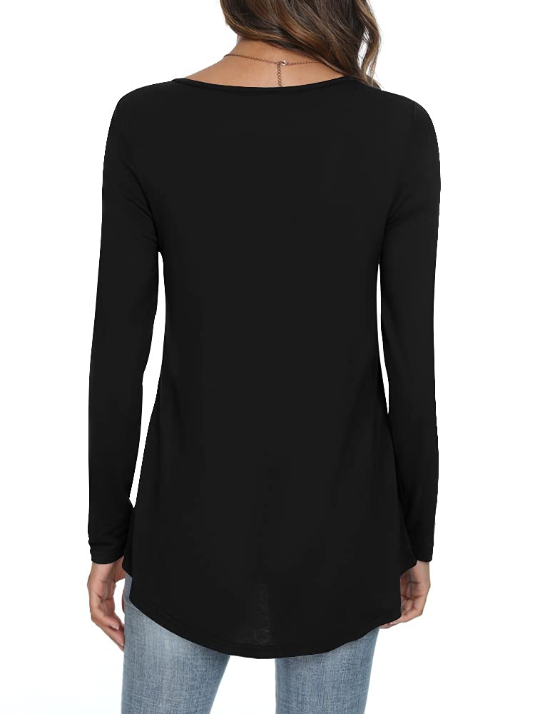 Womens Long Sleeve Loose Fit Tunic Tops Casual Ruffle T Shirt Blouses for Leggings