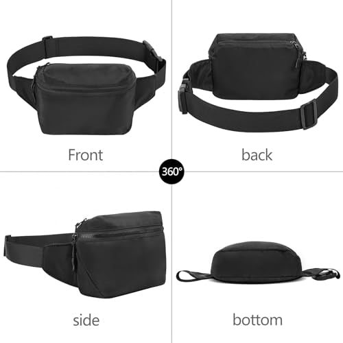 VOROLO Fanny Pack Christmas Gift For Women And Men Crossbody Bag Belt Bag Bum Bag with Adjustable Strap for Sports Black
