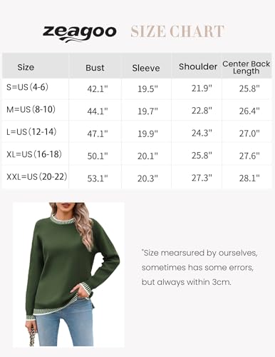Womens Crewneck Pullover Sweater Long Sleeve Knit Side Slit