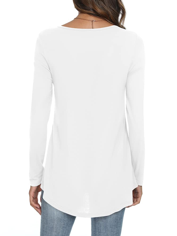 Womens Long Sleeve Loose Fit Tunic Tops Casual Ruffle T Shirt Blouses for Leggings