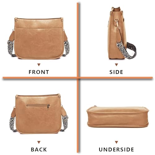 Vegan Leather Crossbody Bags for Women, Crossbody Purse with Guitar Strap Zipped Pockets Handbag