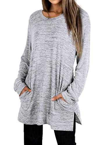 Womens Casual Sweatshirts Long Sleeve Shirts Oversized With Pocket Tunic Tops