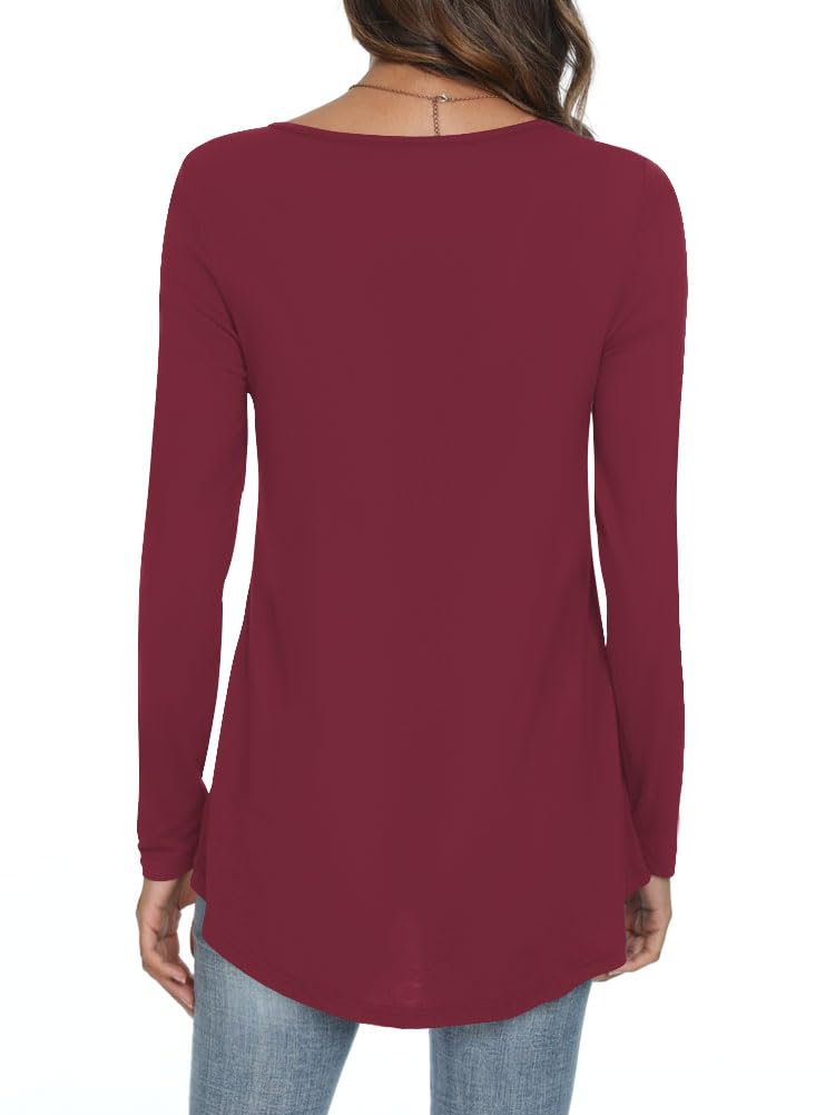 Womens Long Sleeve Loose Fit Tunic Tops Casual Ruffle T Shirt Blouses for Leggings