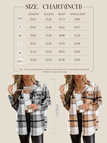 Womens Fall Outfits Fashion Clothes Shackets Flannel Plaid Button Down Long Sleeve Shirts Jackets 2024