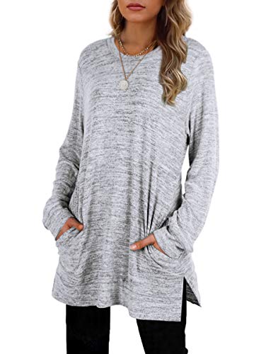 Womens Casual Sweatshirts Long Sleeve Shirts Oversized With Pocket Tunic Tops