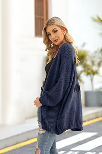 PRETTYGARDEN Women's Long Sleeve Open Front Knit Cardigans Sweaters Soft Loose Draped Coat Outerwear