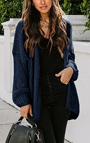 PRETTYGARDEN Women's Long Sleeve Open Front Knit Cardigans Sweaters Soft Loose Draped Coat Outerwear