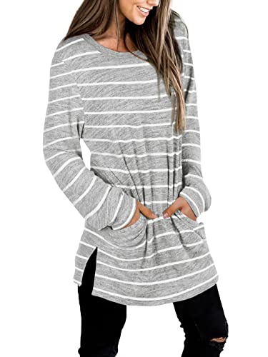 Womens Casual Sweatshirts Long Sleeve Shirts Oversized With Pocket Tunic Tops
