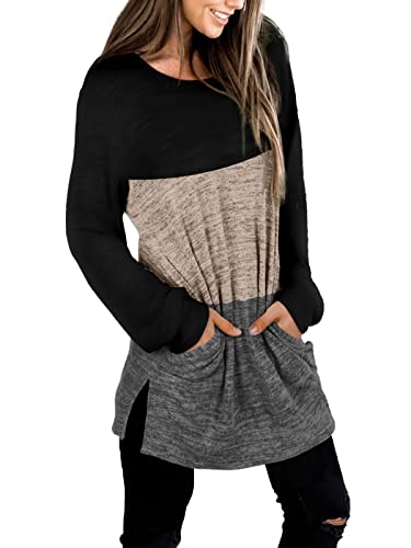 Womens Casual Sweatshirts Long Sleeve Shirts Oversized With Pocket Tunic Tops