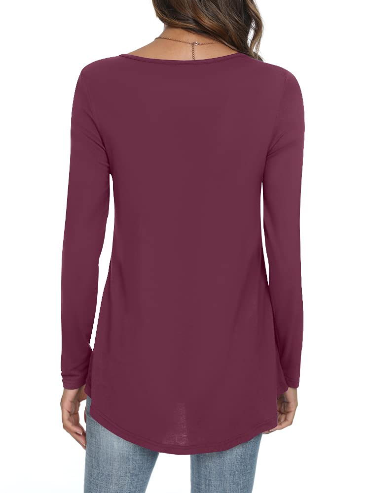 Womens Long Sleeve Loose Fit Tunic Tops Casual Ruffle T Shirt Blouses for Leggings