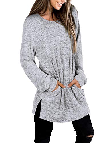 Womens Casual Sweatshirts Long Sleeve Shirts Oversized With Pocket Tunic Tops