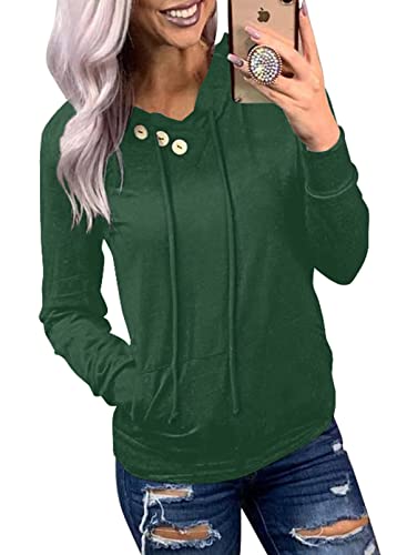 Women's Casual Long Sleeve Hoodies Sweatshirts Drawstring Pullover Tunic Tops With Pockets