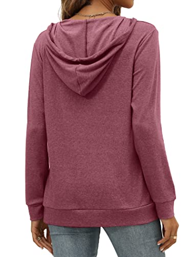 Pocket Hoodies for Womens V Neck Lightweight Sweatshirts Long Sleeve Tops
