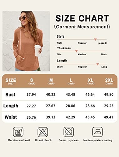 Pocket Hoodies for Womens V Neck Lightweight Sweatshirts Long Sleeve Tops