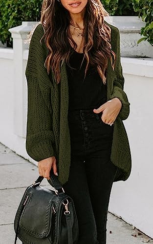 PRETTYGARDEN Women's Long Sleeve Open Front Knit Cardigans Sweaters Soft Loose Draped Coat Outerwear