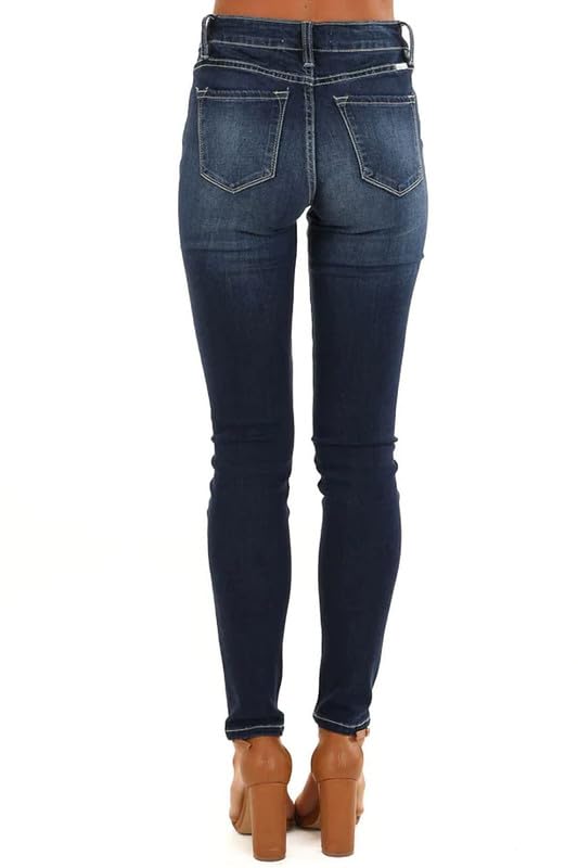 Women's High Rise Skinny Stretch Ripped Jeans High Waisted Destroyed Denim Pants