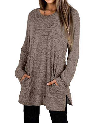 Womens Casual Sweatshirts Long Sleeve Shirts Oversized With Pocket Tunic Tops