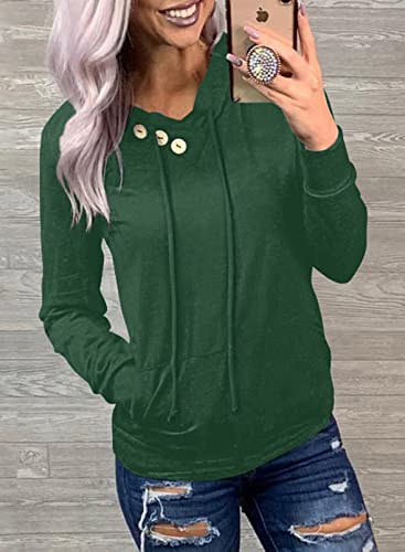 Women's Casual Long Sleeve Hoodies Sweatshirts Drawstring Pullover Tunic Tops With Pockets